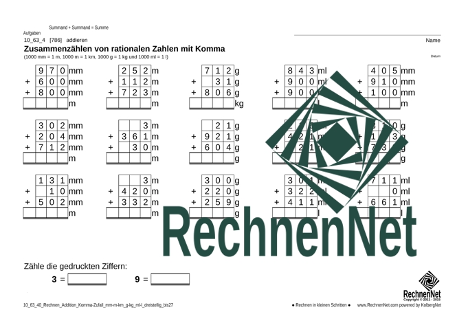 10_63_4 Rechnen Addition Komma mm-m-km g-kg ml-l dreistellig_bis27