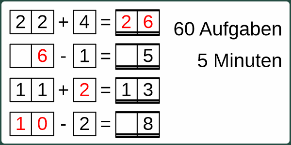 Addition Subtraktion Lücke 5min einstellig-zweistellig