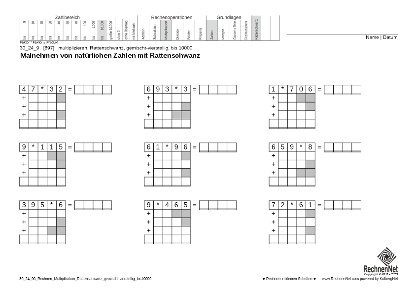 30_24_9 Rechnen Multiplikation Rattenschwanz gemischt-vierstellig bis10000 30_24_9 Rechnen Multiplikation Rattenschwanz gemischt-vierstellig bis10000