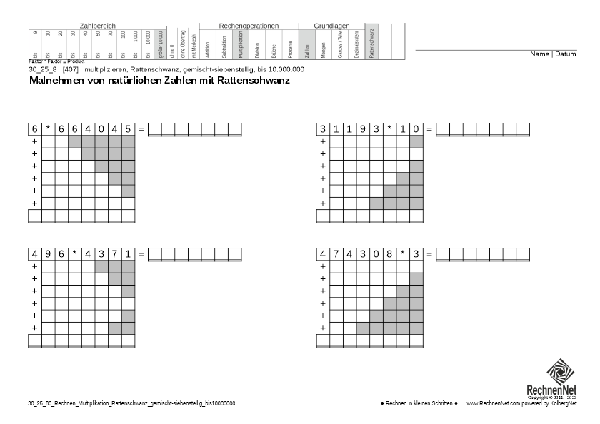 30_27_8 Rechnen Multiplikation Rattenschwanz gemischt-siebenstellig bis10000000 30_27_8 Rechnen Multiplikation Rattenschwanz gemischt-siebenstellig bis10000000