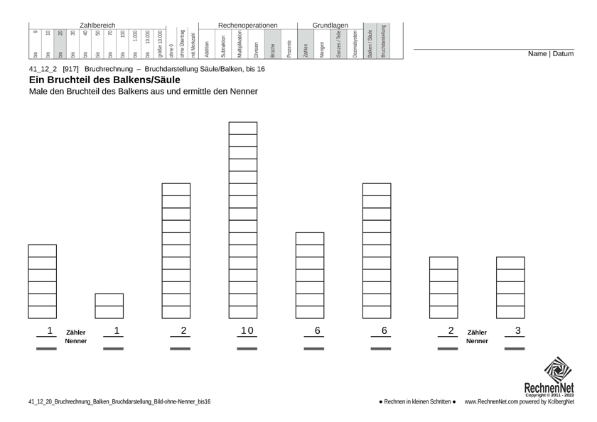 41_12_2 Bruchrechnung Balken Bruchdarstellung Bild-ohne-Nenner bis16