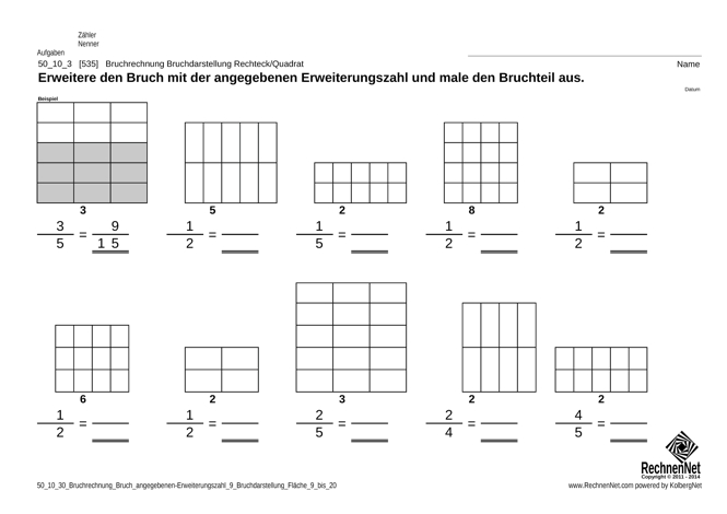 Erweiterung Bruch Bruchdarstellung Fläche