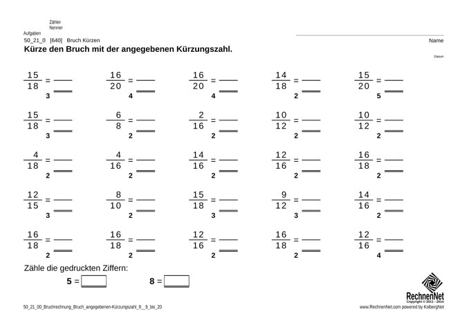 Bruchrechnung Kürzung