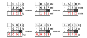 11_66 Subtraktion Merkzahl Komma kg_m_ml dreistellig