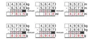 11_67 Subtraktion Merkzahl Komma kg_m_ml vierstellig