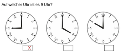 71_11 Analoge-Uhr 12-Stunden Uhrzeit ankreuzen römisch