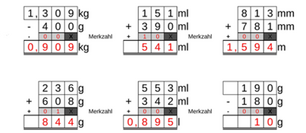 12_66 Addition Subtraktion Merkzahl Komma kg_m_ml dreistellig