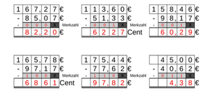 11_57 Subtraktion Merkzahl Komma Euro vierstellig