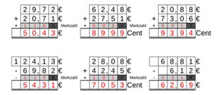 12_57 Addition Subtraktion Merkzahl Komma Euro vierstellig
