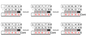 11_58 Subtraktion Merkzahl Komma Euro fünfstellig